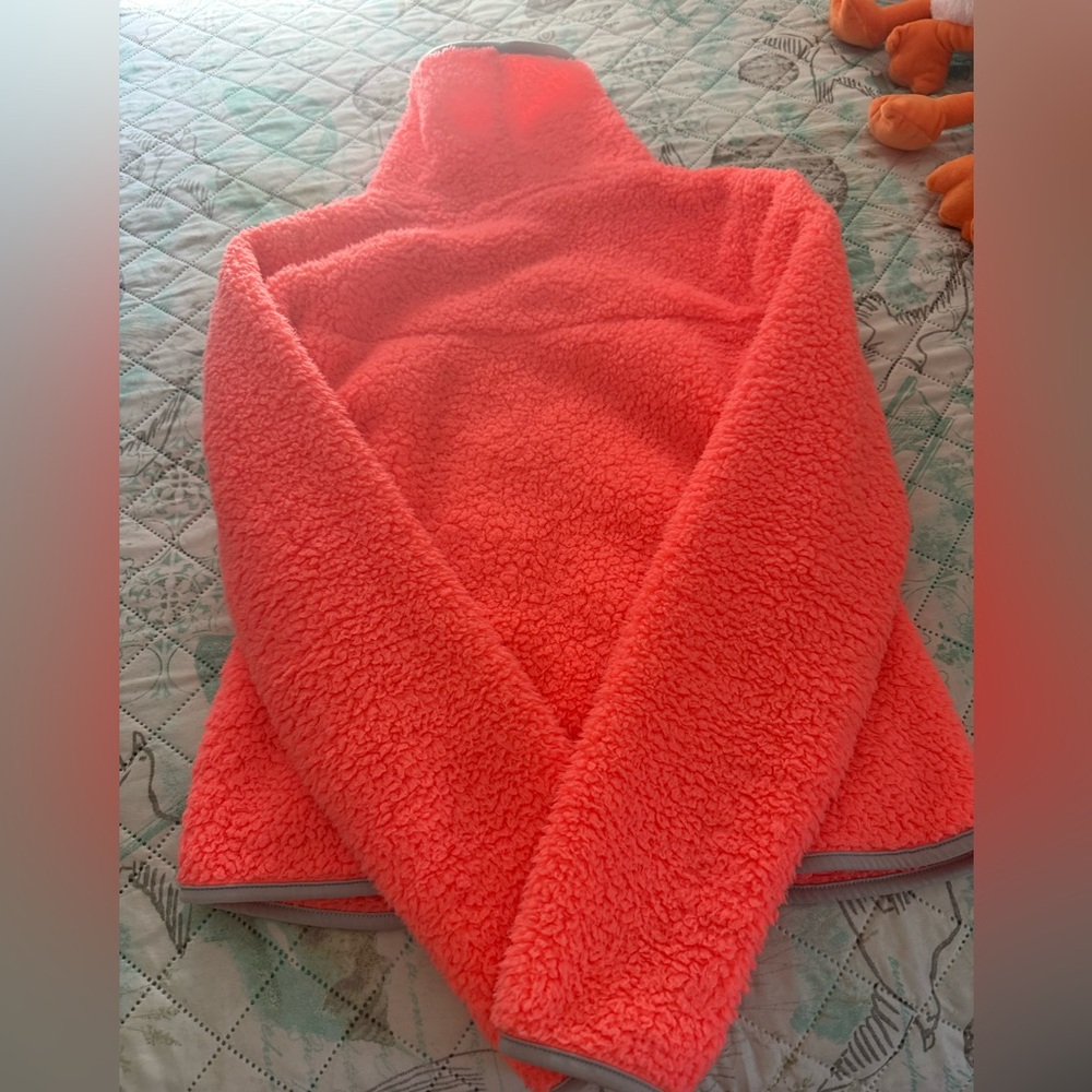 SO Vibrant Coral Sherpa Jacket Zip Up - Picture 5 of 5